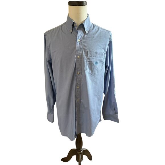 Chaps Stretch and Care Blue and White Dress Shirt Size Large Tall - Picture 1 of 7